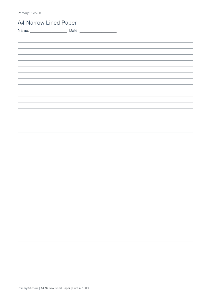 Detail from the first page of A4 Narrow Lined Paper