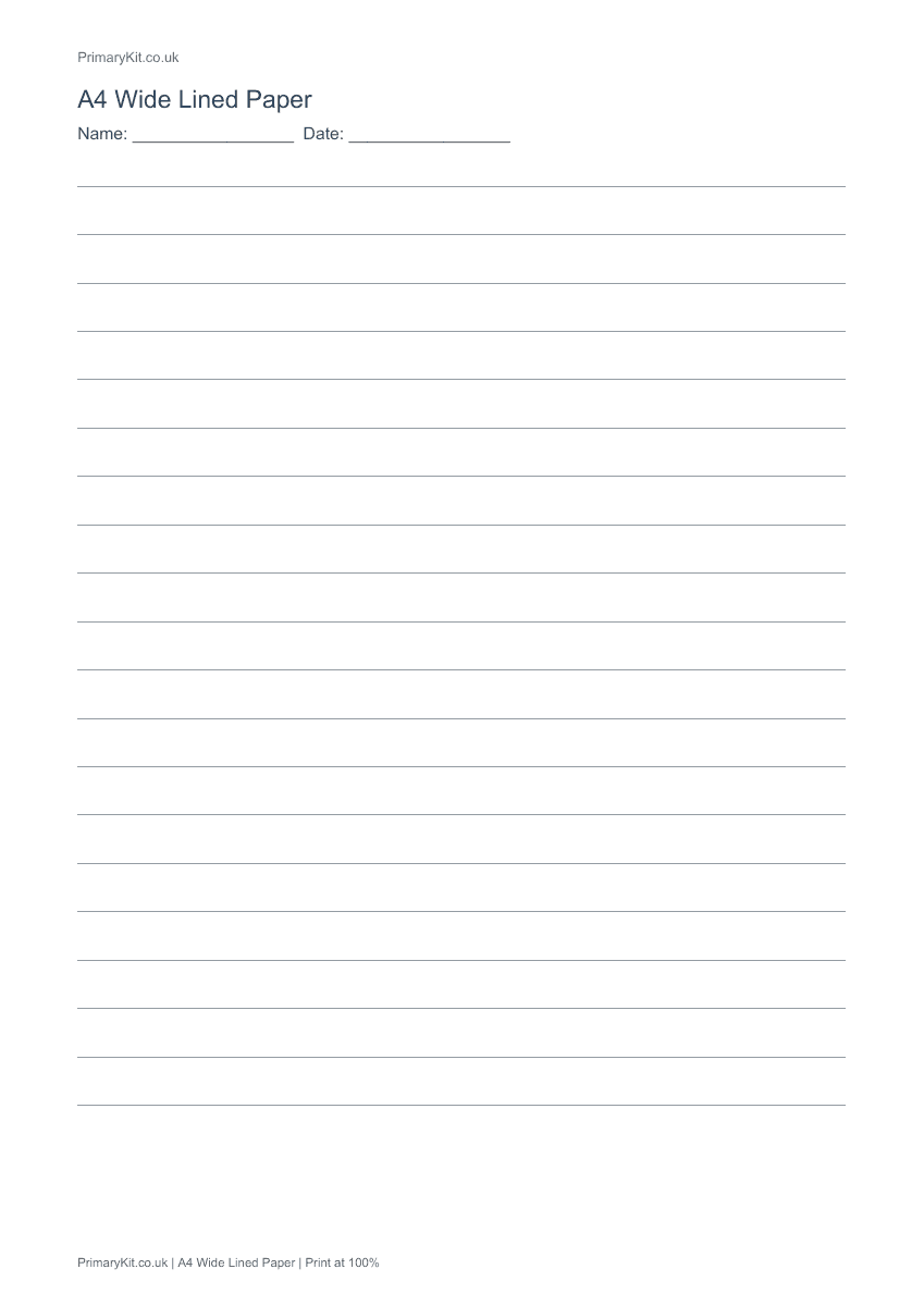 Detail from the first page of A4 Wide Lined Paper