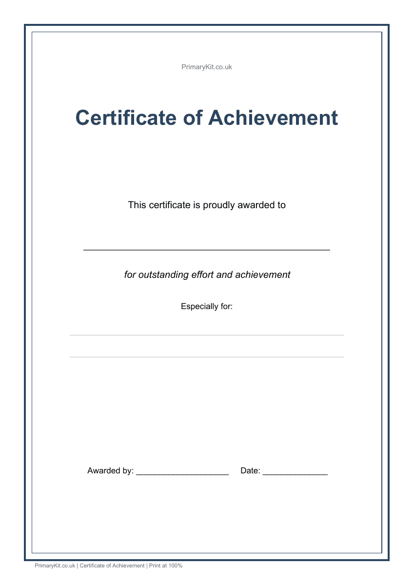 Actual PDF preview, page 1 of Certificate of Achievement