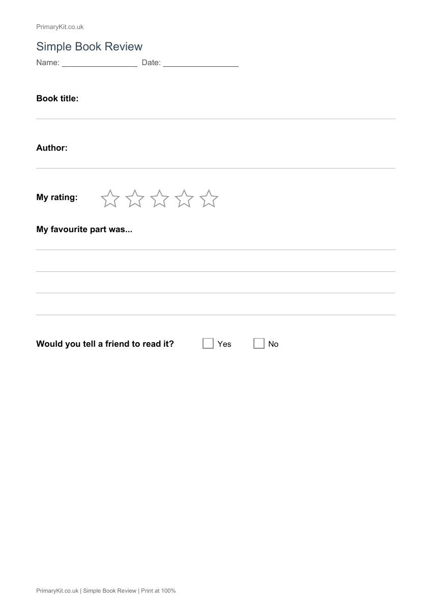 Detail from the first page of Simple Book Review